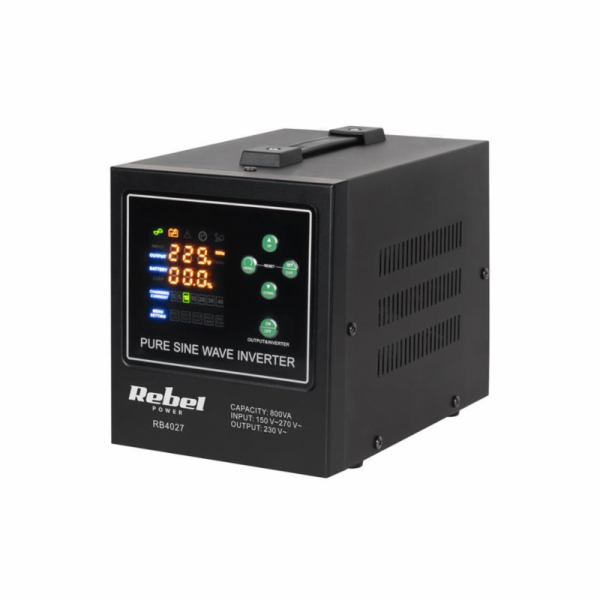 Zdroj záložní REBEL POWER-800-LFP4 12V 230V 800VA 500W Black