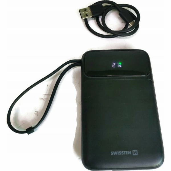 SWISSTEN POWER BANK 10000 mAh PD 20W S INTEGROVANÝMI KABE...