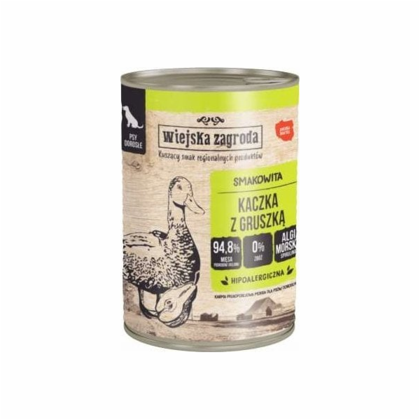 WIEJSKA ZAGRODA Duck with pear - vlhké krmivo pro psy - 400g