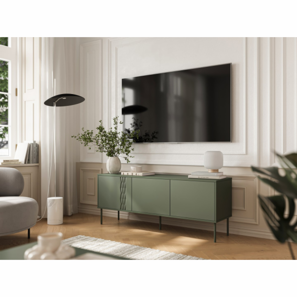 Cama Skříň RTV 3D TRESSE 150x40x55 matně zelená