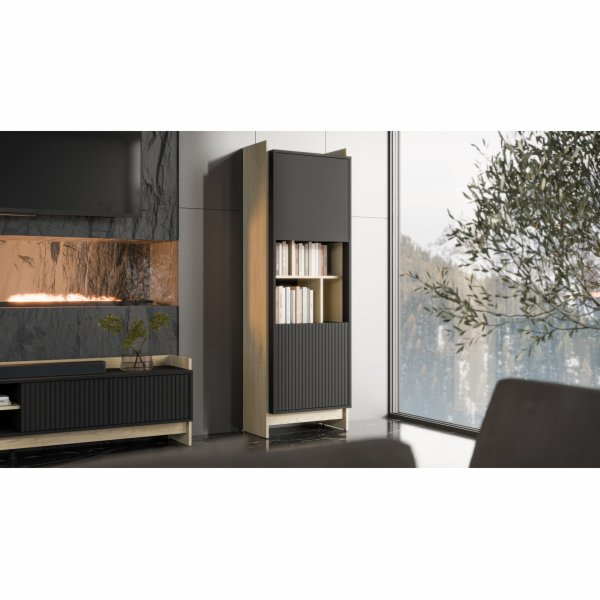 Cama Vitrína PORTO 59x38x180 dub/černá