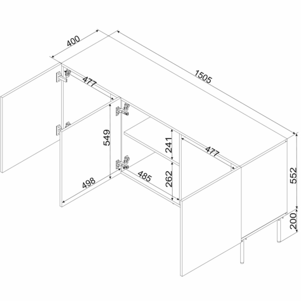 Cama Komoda SIENA 150,5x40x75 kašmírová matná