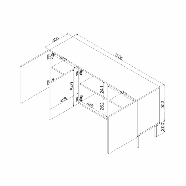 Cama 3D komoda PALAZZO BIS 151x40x75 matná černá