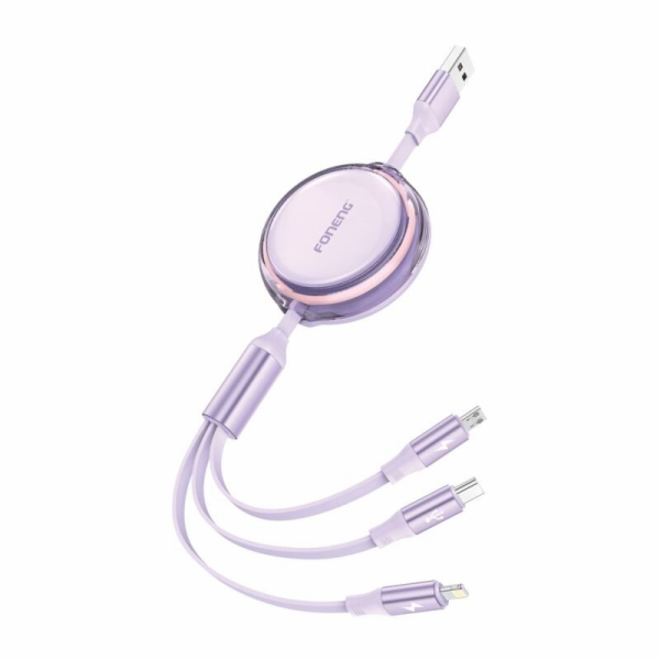 3v1 Foneng X113 1,1M fialový kabel