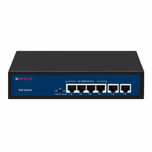 Čtyřportový 10/100 Mbps PoE switch s 2x 10/100 Mbps uplinkem