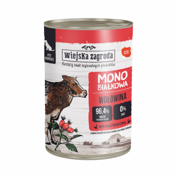 WIEJSKA ZAGRODA Monoprotein Beef - vlhké krmivo pro psy -...