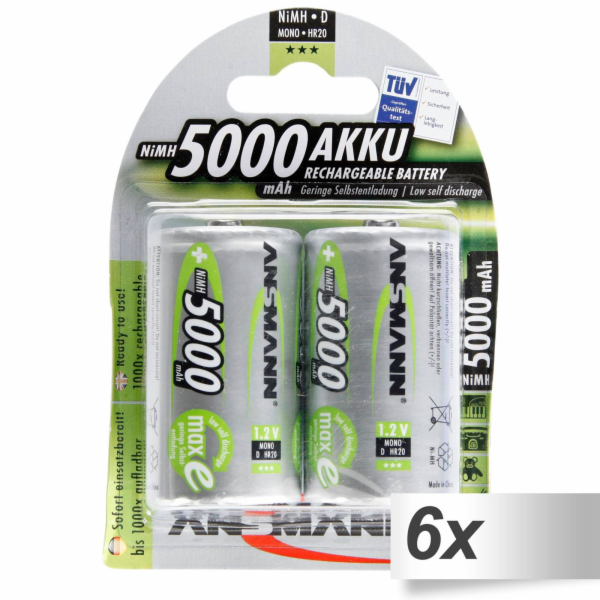 6x2 Ansmann maxE NiMH Akku Mono D 5000 mAh          5030922
