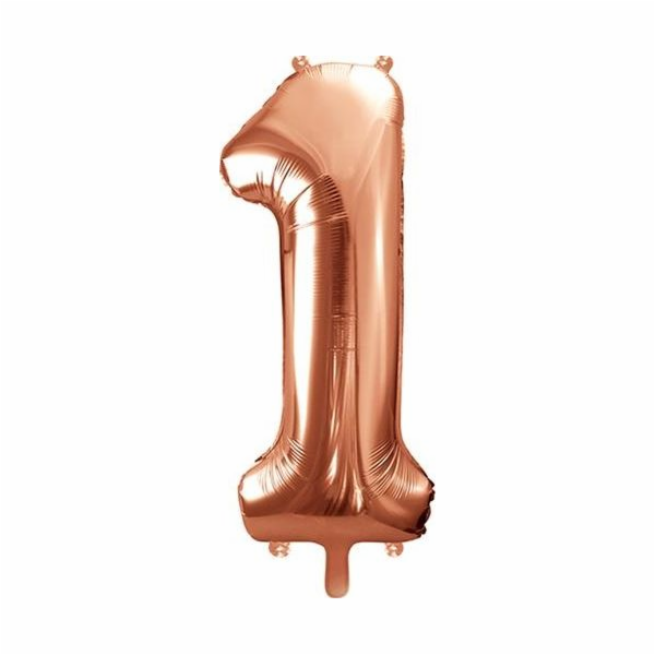 Party Deco Foil balónek číslo 1, 86cm, růžové zlato, univ...