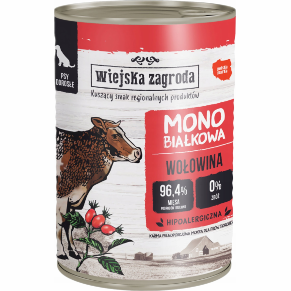 WIEJSKA ZAGRODA Monoprotein Beef - vlhké krmivo pro psy -...