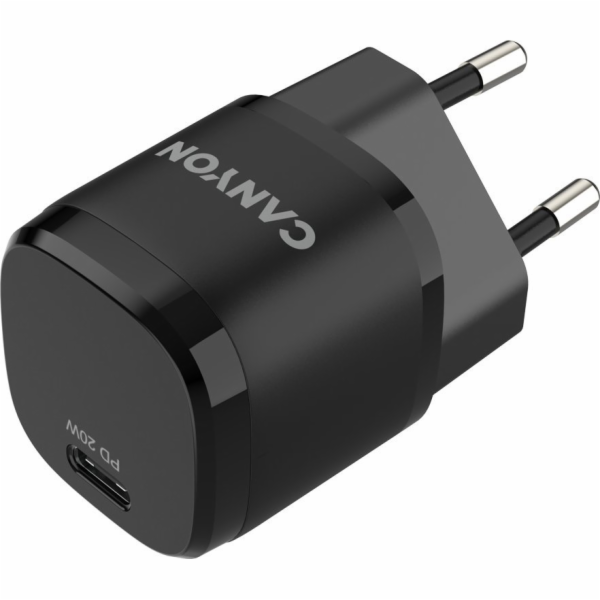 CANYON nabíječka do sítě H-20-05, 1x USB-C PD 20W, černá