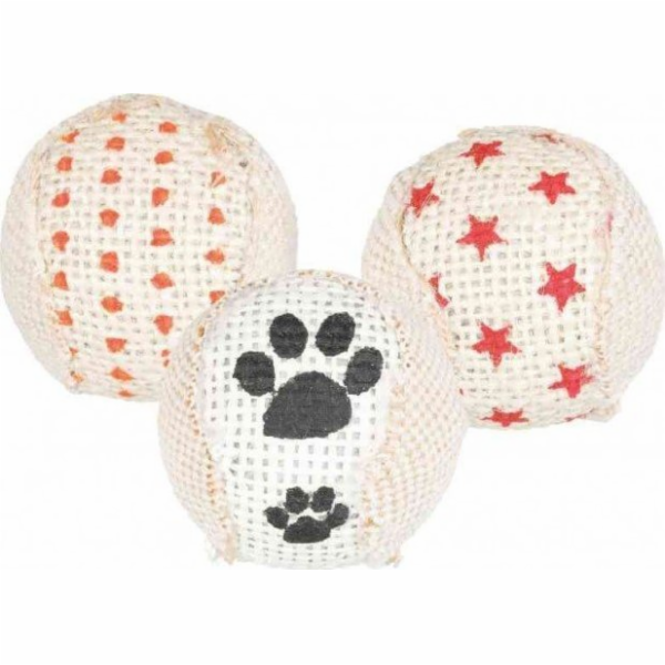 Trixie Chrastící míčky s jutou, plast, ? 5 cm, 6 ks.