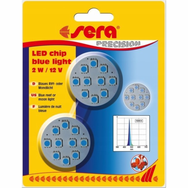 Sera LED čip modré světlo 2 W / 12 V, 2 ks/BAL