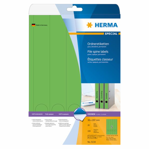 Herma Barevné etikety Special 5134, pro pořadače, A4, zel...