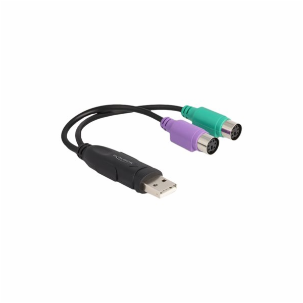Delock - USB adaptér - USB (M) do PS/2 (F) - 17 cm - cerná