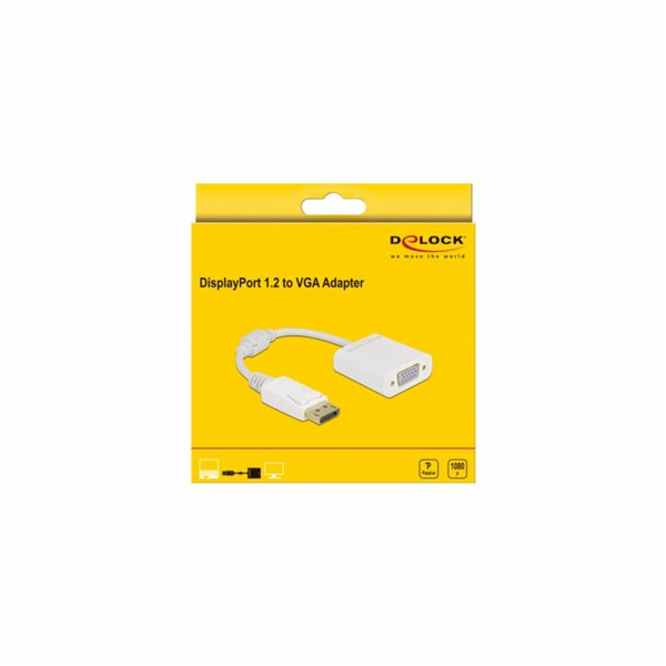 Delock - Video adaptér - DisplayPort (M) s jazýčkem do HD...