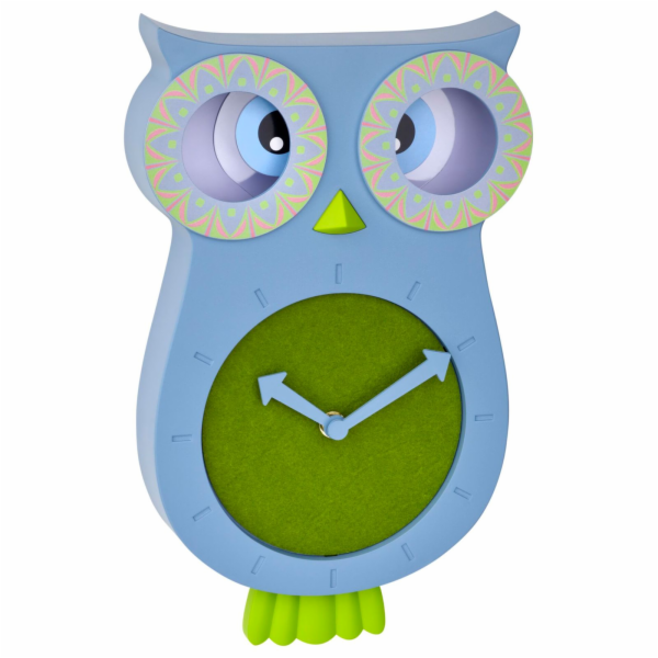 TFA 60.3052.06 modrá/zelená Lucy Kids Pendulum Clock Owl