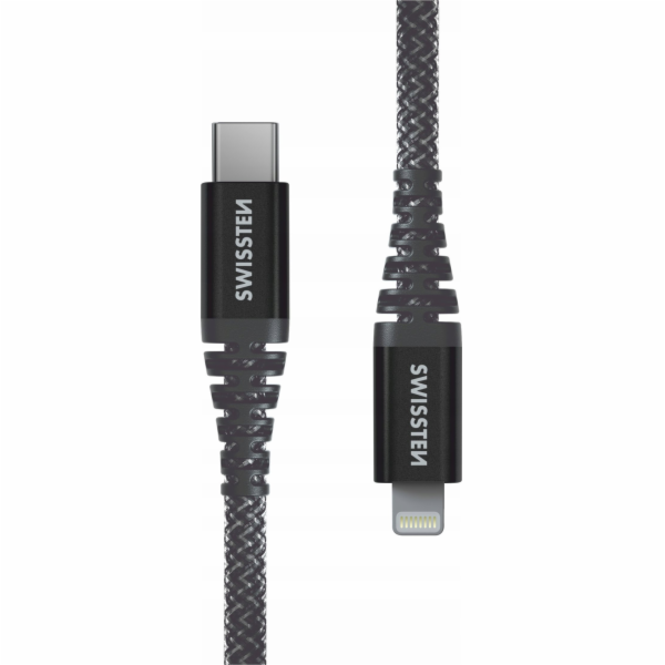 Swissten datový kabel kevlar usb-c / lightning 1,5 m antr...