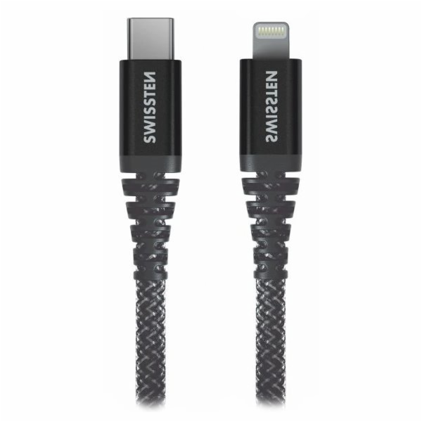 Swissten datový kabel kevlar usb-c / lightning 1,5 m antr...