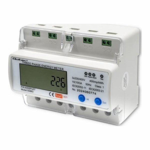 Qoltec 50883 Tři fázefrn elektronický měřič spotřeby ener...