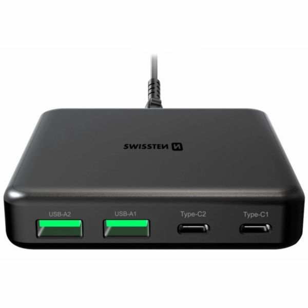 Swissten mini desktop adaptér gan 2x usb-c + 2xusb 65w po...