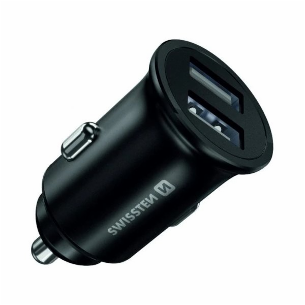 Swissten&nbsp;cl&nbsp;adaptér&nbsp;2x&nbsp;usb&nbsp;4,8a&nbsp;metal&nbsp;černý&nbsp;(eco&nbsp;balení)