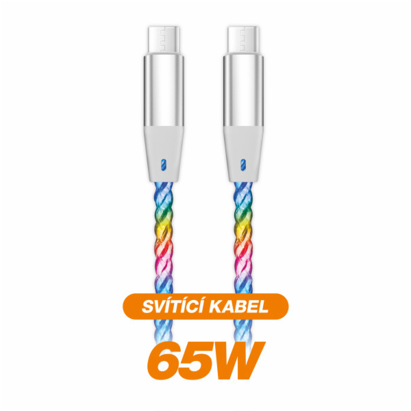 Datový kabel ALIGATOR POWER 3A 65W, USB-C/USB-C, 1,2m sví...