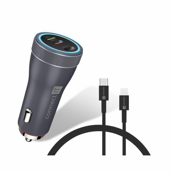 Adaptér CONNECT IT InCarz DUPLEX do auta, 2x USB-C, 1x Li...