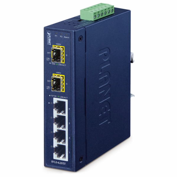 Planet IFGS-620TF průmyslový L2 switch, 4x10/100TX, 2x1Gb...