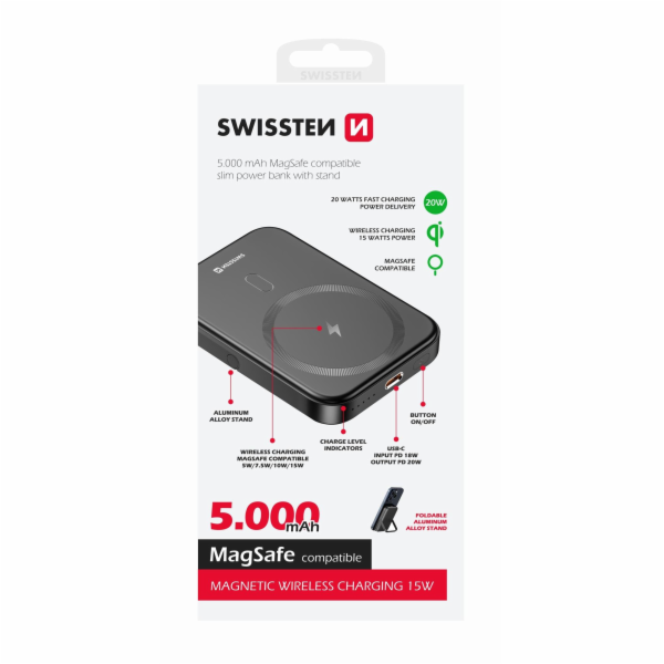 Swissten power bank pd 20w 5000 mah (kompatibilní s magsafe)