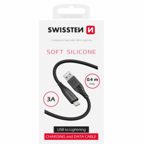 SWISSTEN DATOVÝ KABEL SOFT SILICONE USB-A / LIGHTNING 0,4...