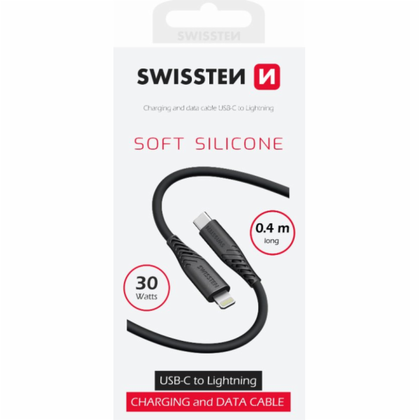 SWISSTEN DATOVÝ KABEL SOFT SILICONE USB-C / LIGHTNING 0,4...