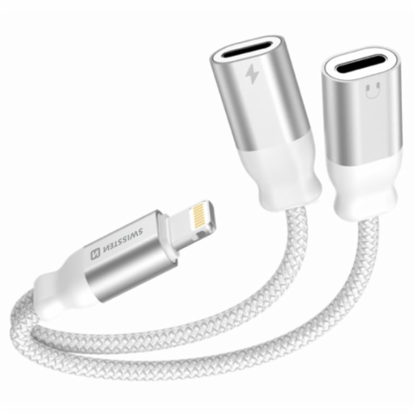 SWISSTEN NABÍJECÍ AUDIO ADAPTÉR TEXTILE LIGHTNING (samec)...