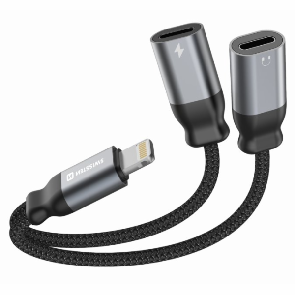 SWISSTEN NABÍJECÍ AUDIO ADAPTÉR TEXTILE LIGHTNING (samec)...