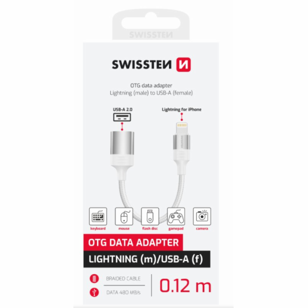 Swissten otg adaptér textile lightning (samec) / usb-a (s...