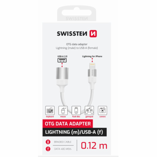 SWISSTEN OTG ADAPTÉR TEXTILE LIGHTNING (samec) / USB-A (s...