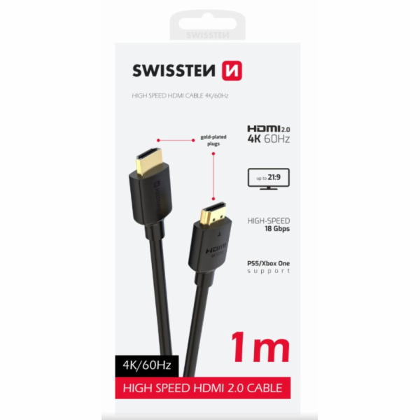 Swissten kabel hdmi na hdmi 4k 60hz 1,0 m pvc