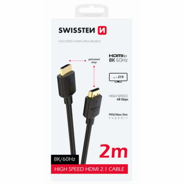Swissten kabel hdmi na hdmi 8k 60hz 2,0 m pvc
