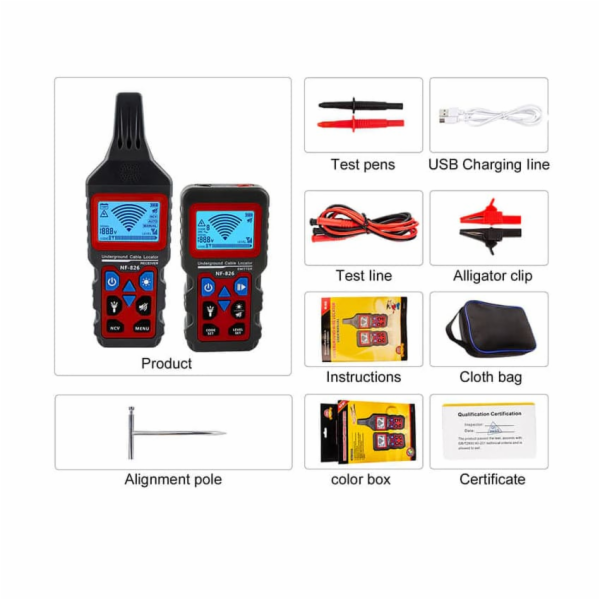 W-Star Hledač kabelů WSNF826, 12-400V traser kabelů, až 1...