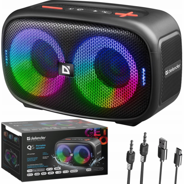 DEFENDER Q5 BLUETOOTH REPRODUKTOR 5.3 20W LED/BT/FM/USB/TWS