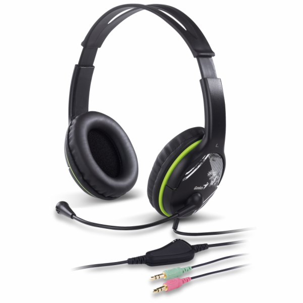 GENIUS headset HS-400A, 2x 3,5 jack, redukce na single jack