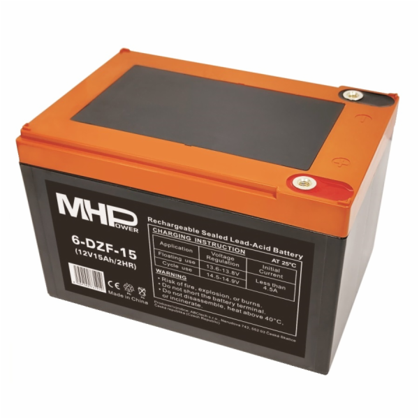 Baterie MHPower 6-DZF-15 Trakční gelová, 12V/15Ah, Termin...