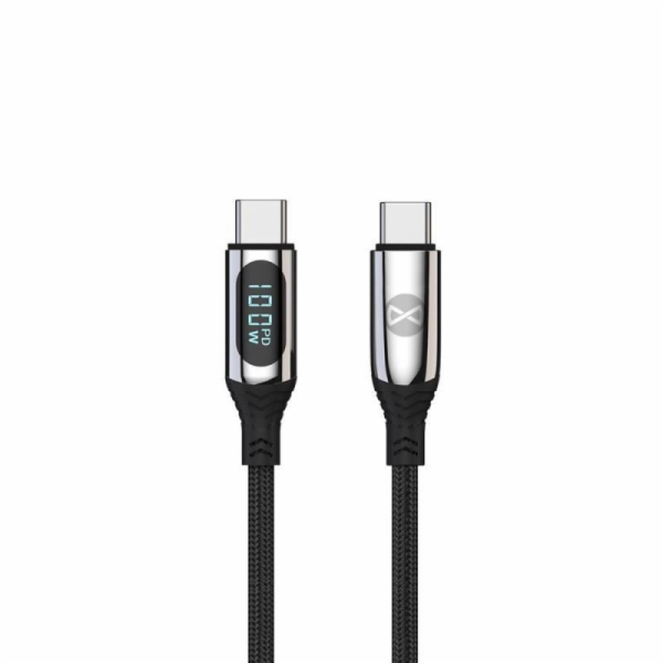 Datový kabel s LCD Forever USB-C/USB-C 1m 100W černý