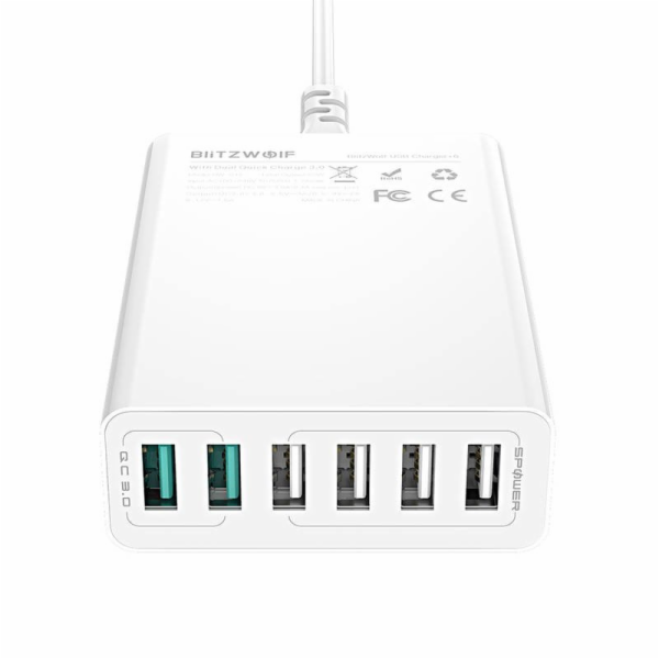 Blitzwolf nabíječka 6x USB nabíječka Blitzwolf BW-S15, QC...