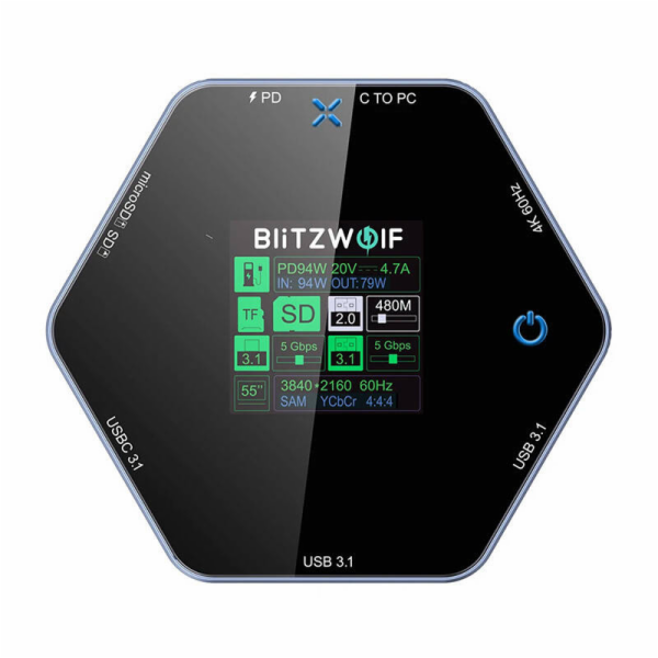 Blitzwolf 8in1 docking station BW-TH16 USB 100W LCD Smart...