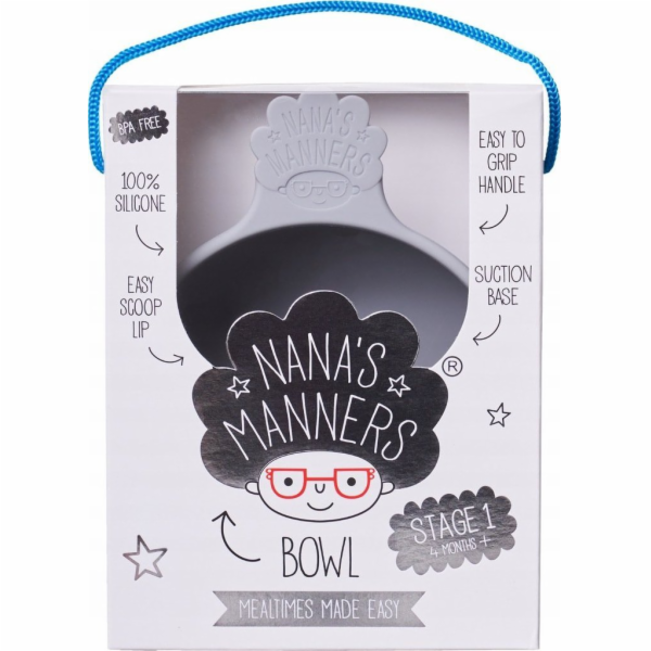 Silikonová miska Nana`s Manners s přísavkou Šedá Nana's M...