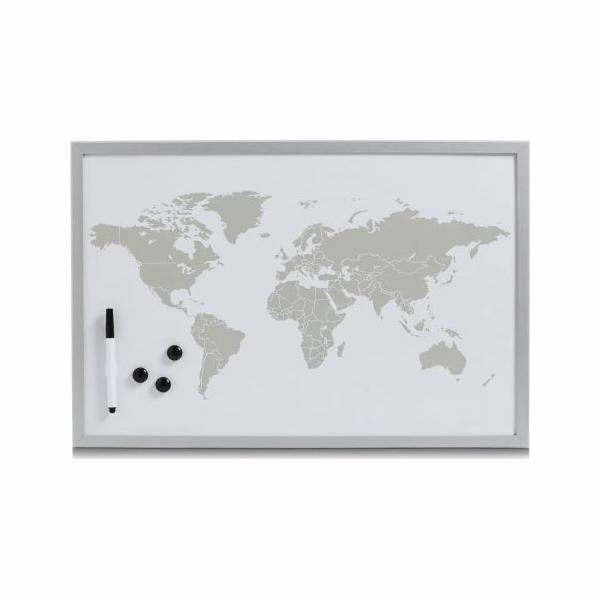 Zeller Magnetická tabule s mapou, 60x40cm, hliník