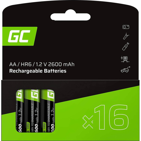 Green Cell 16x Dobíjecí baterie AA HR6 2600mAh Batterie N...