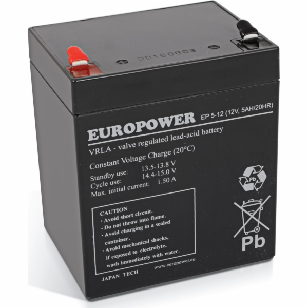 Baterie Europower 12V 5Ah AGM Europower EP5-12
