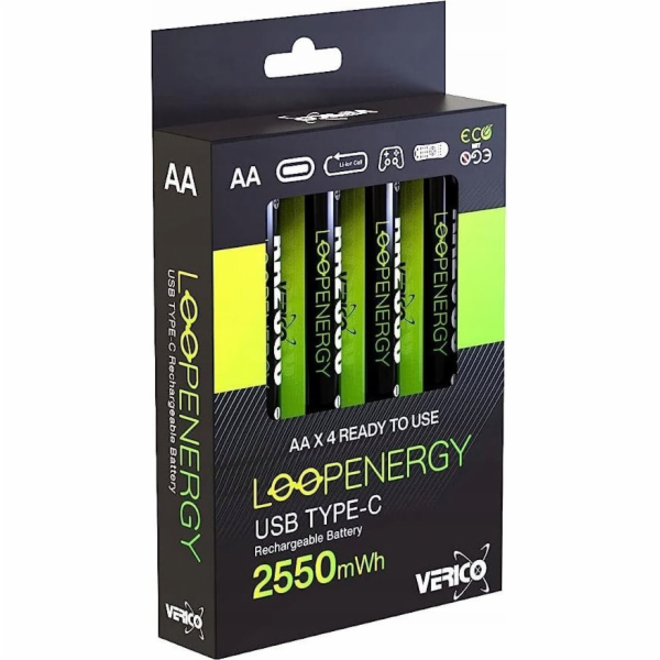 Verico Verico LoopEnergy Li-Ion baterie AA2550, USB-C, 4e...