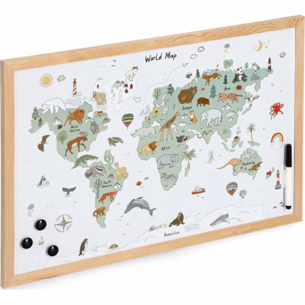 Magnetická tabule Zeller, mapa světa, 60 x 40 cm